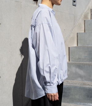 ラメストライプバッグギャザーシャツ