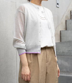 バイカラーシアーニットカーディガン