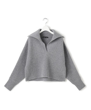 ウールカシミヤチャンキー クロップド スキッパーニット