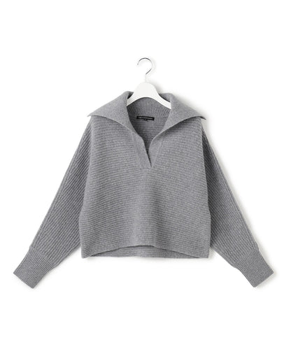 ウールカシミヤチャンキー クロップド スキッパーニット