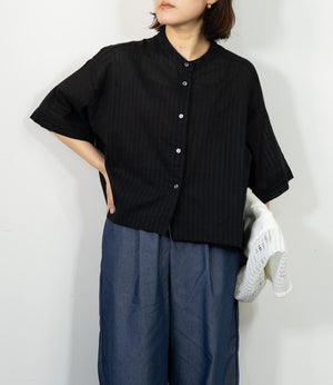 シアーストライプクロップドシャツ