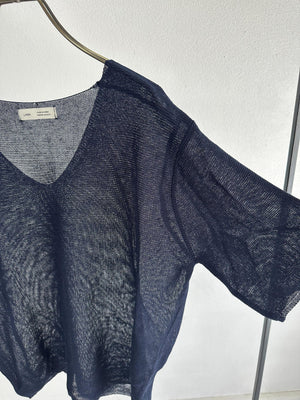 Vネックリネンカットソー