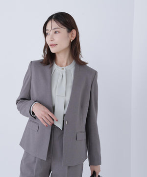 ウーステッドライクツイル SETUP ノーカラージャケット