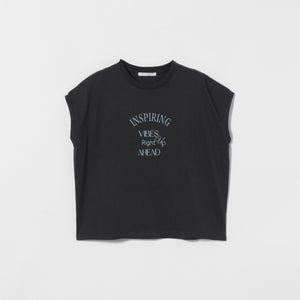 コットン ロゴプリント フレンチスリーブ Tシャツ