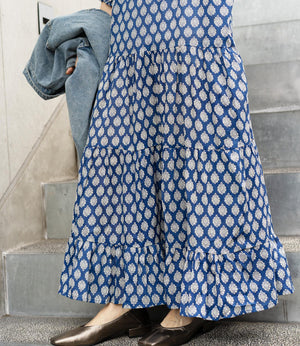 プリントティアードスキッパーワンピース