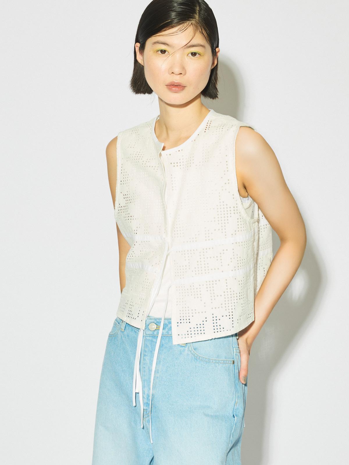 MIDIUMISOLID for Ladies レースショートベスト