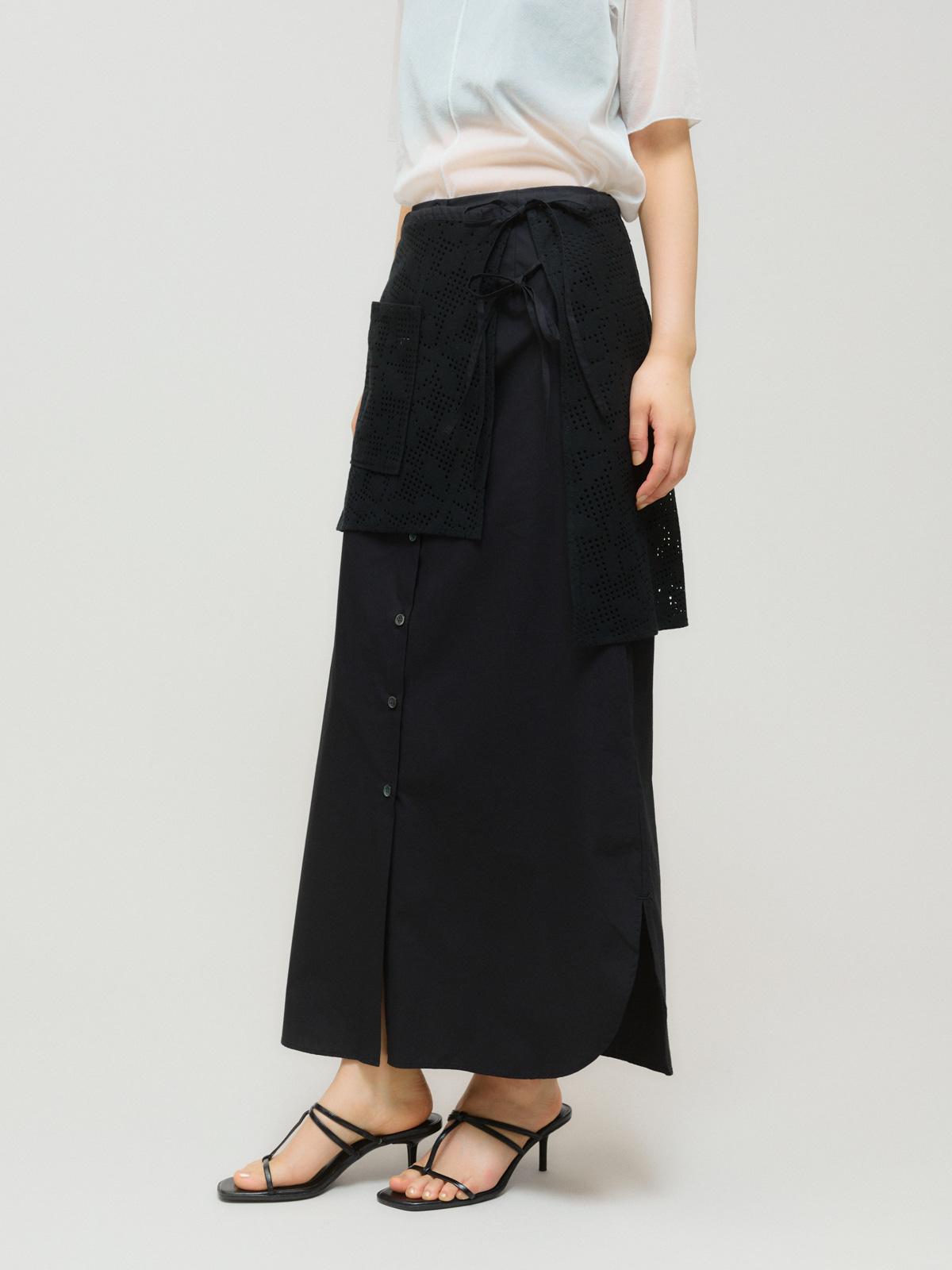 MIDIUMISOLID for Ladies レースレイヤードスカート
