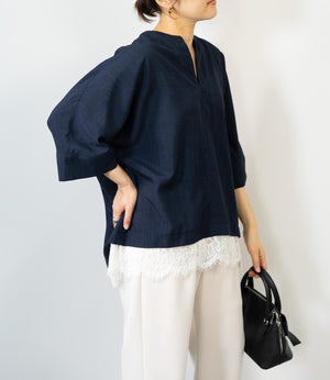 レースドッキングスキッパーブラウス