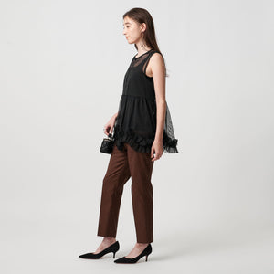 シアー オーガンジー フリル ブラウス ウォッシャブル