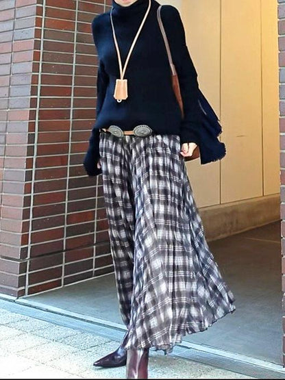 チェックシフォンスカート