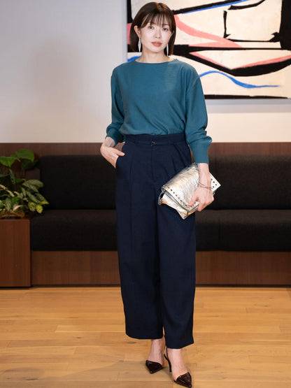 9分丈ハイウエストワイドパンツ