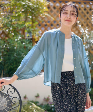 シアーテックリネンギャザーブラウス
