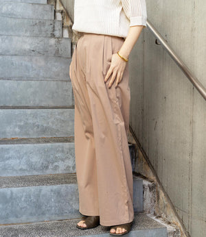 ベルト付きハイウエストストレートパンツ