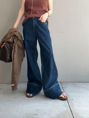 パネルヘムストレートデニム