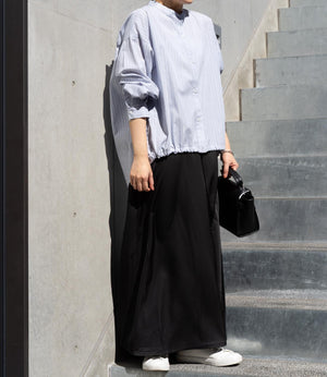 ラメストライプバッグギャザーシャツ