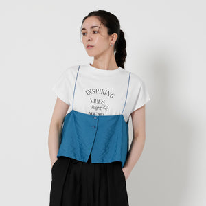 コットン ロゴプリント フレンチスリーブ Tシャツ