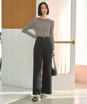 撥水 ワイドストレートデニム