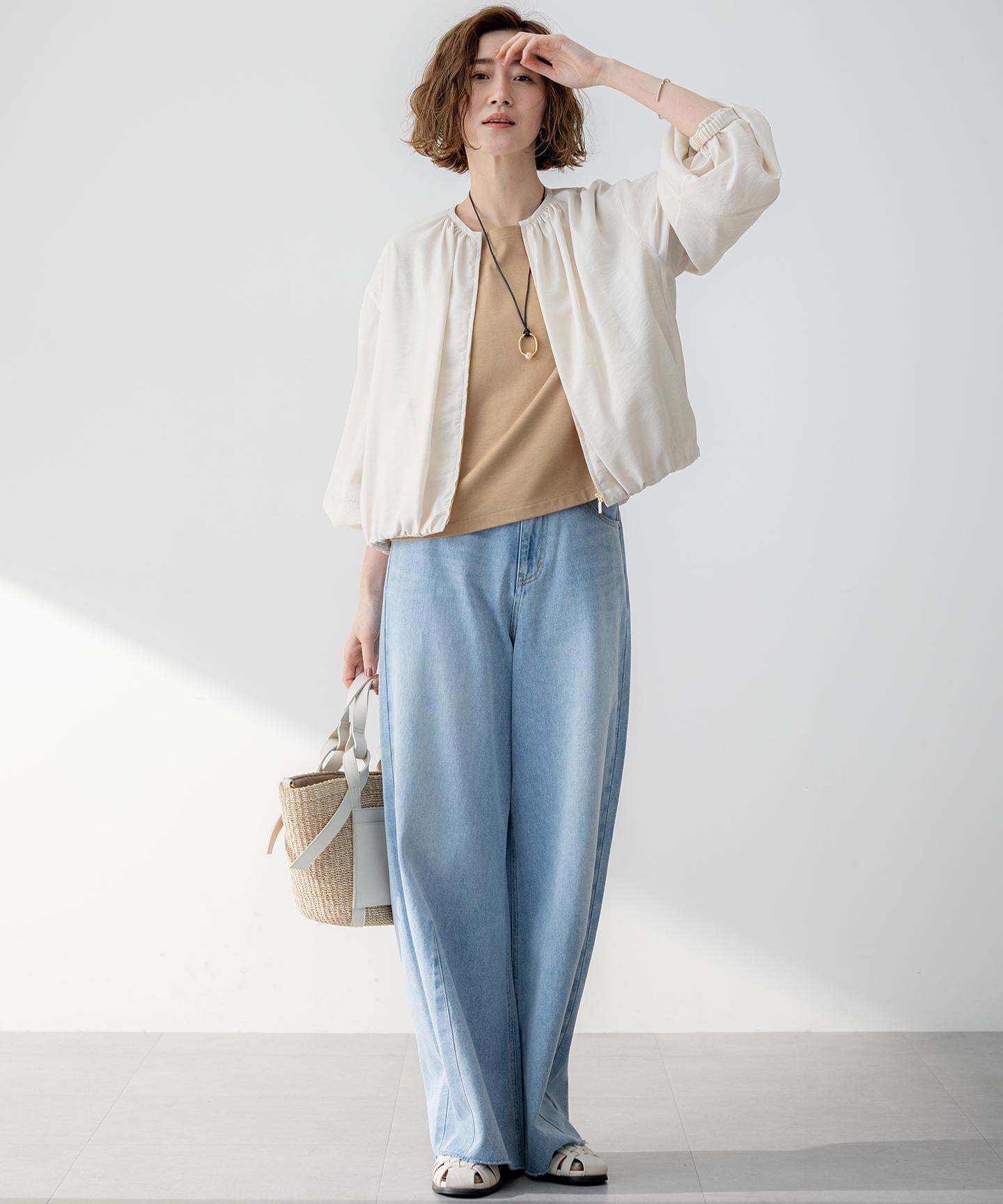 LIGHT DENIM バレルワイド パンツ