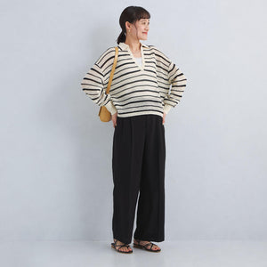 メッシュ スキッパー ニット プルオーバー -ウォッシャブル-