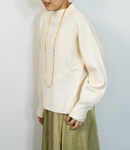 袖パールふわり袖ニット