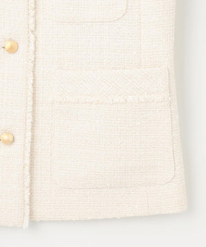 ツイードノーカラーミドル ジャケット