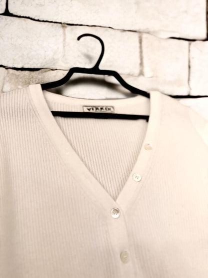 リブボタンVネックニット