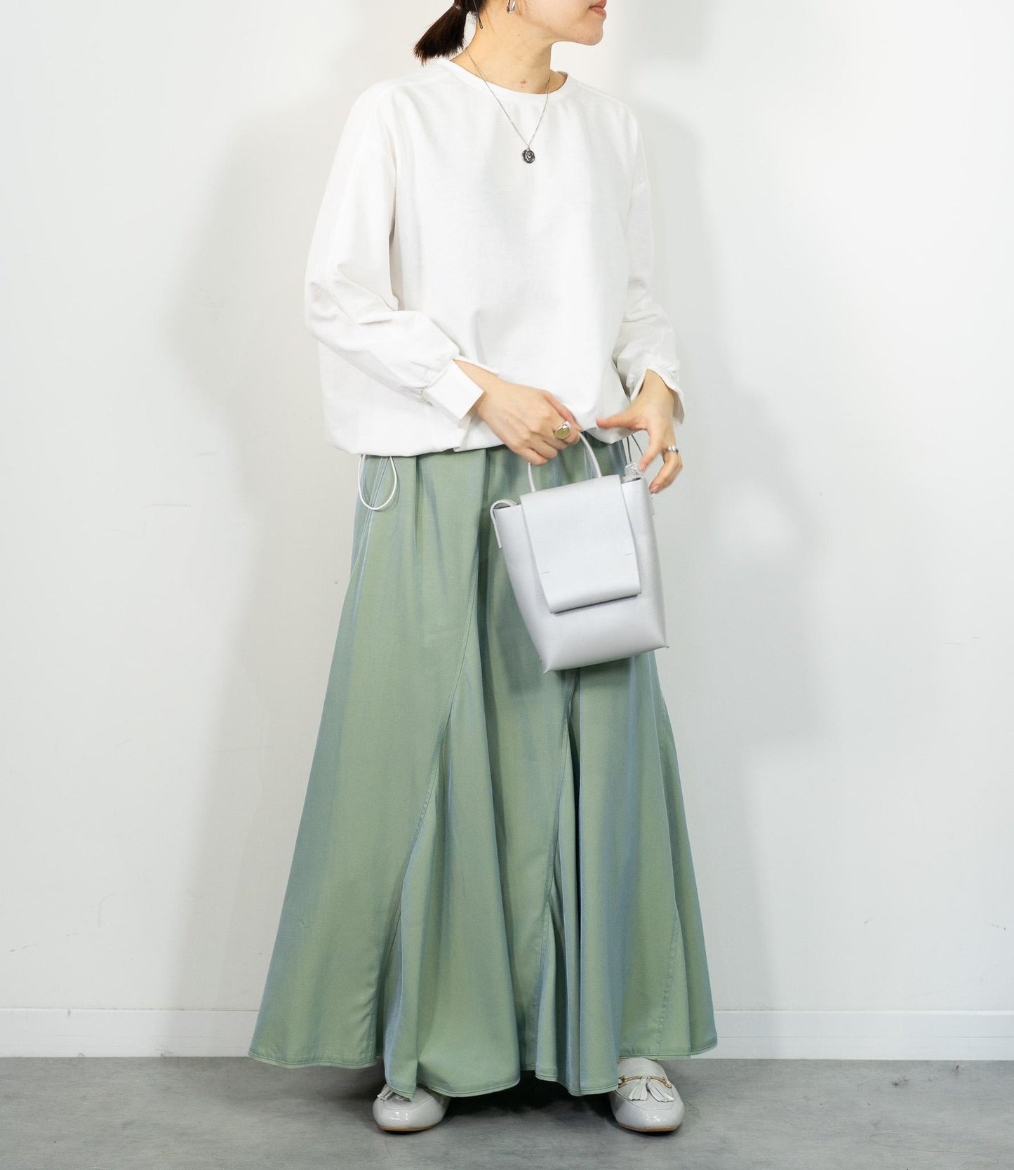 シャンブレーパネルスカート