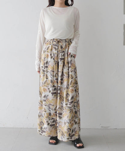 ペインティングフラワーイージーパンツ