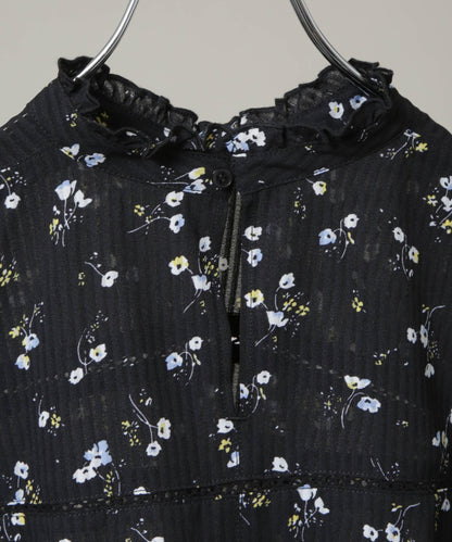 フラワープリントスタンドフリルブラウス(セットアップ可)