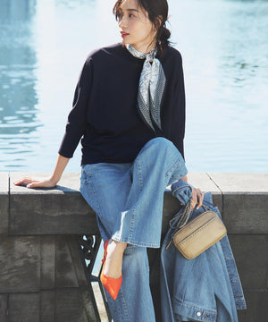 デニム ライン ワイドパンツ