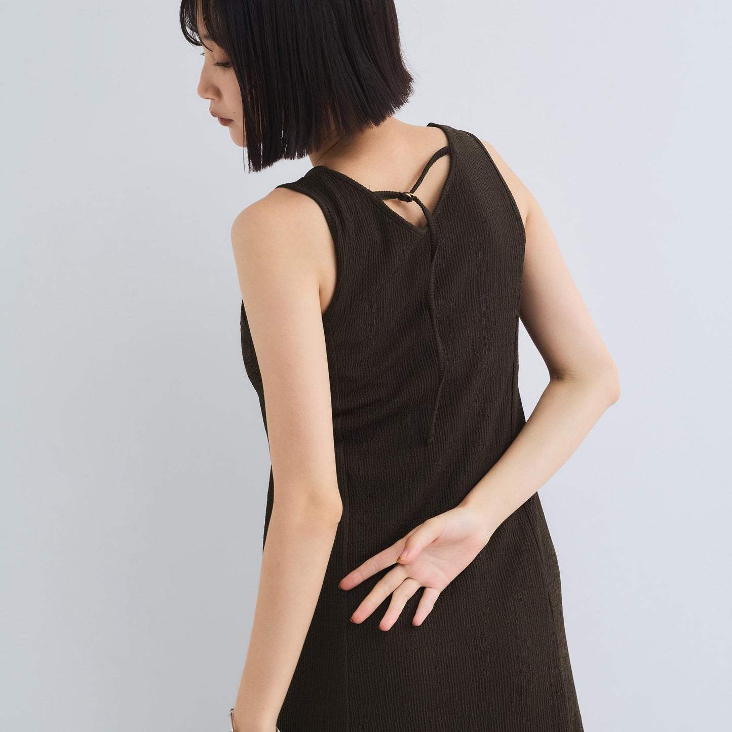 シャーリングジャージーワンピース≪洗濯機で洗える≫