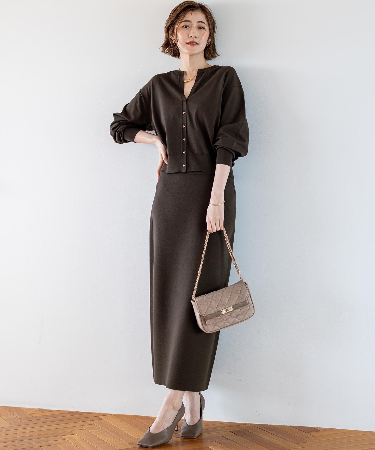 スエード キルティング ショルダーバッグ