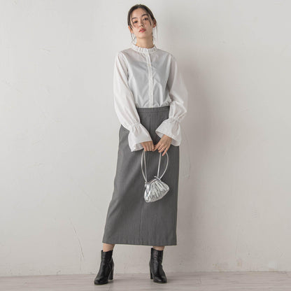 襟フリルブラウス≪洗濯機で洗える≫