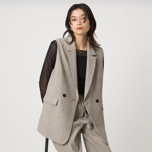 ツイードライク ジレ マシンウォッシャブル 帯電防止