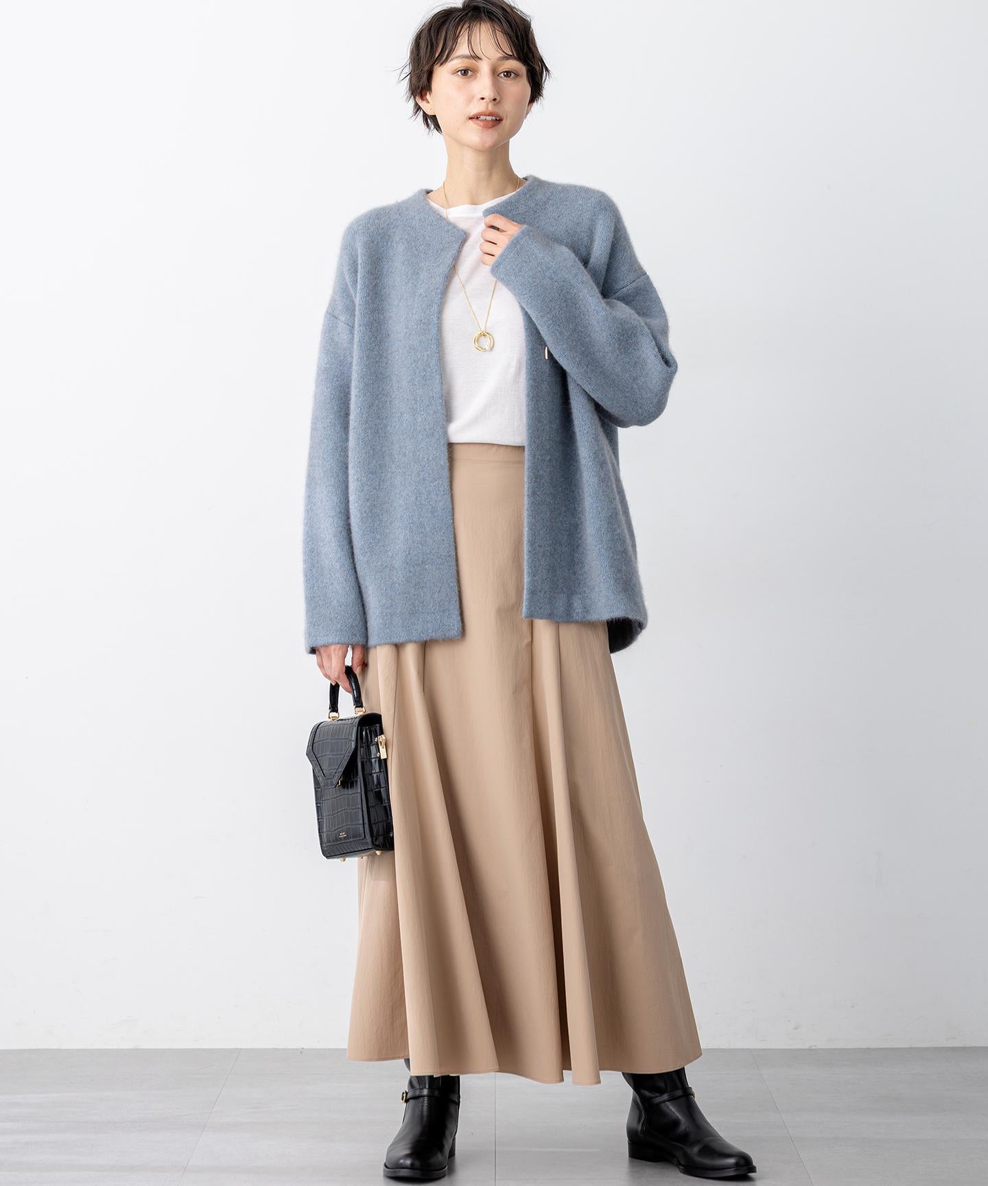 ラクーンブレンドダブルフェイス ニット アウター