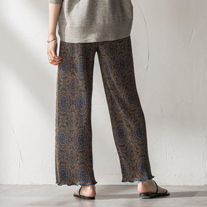 【WEB限定】オリエンタル柄クリスタルプリーツパンツ≪手洗い可能≫