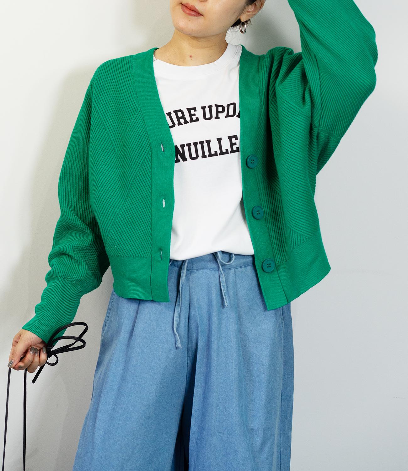 デザイン編みニットカーディガン