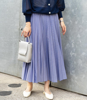 ストライププリーツフレアスカート