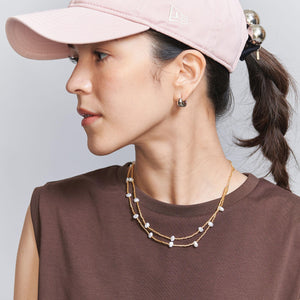 メタルビーズ×パールモチーフ ネックレス