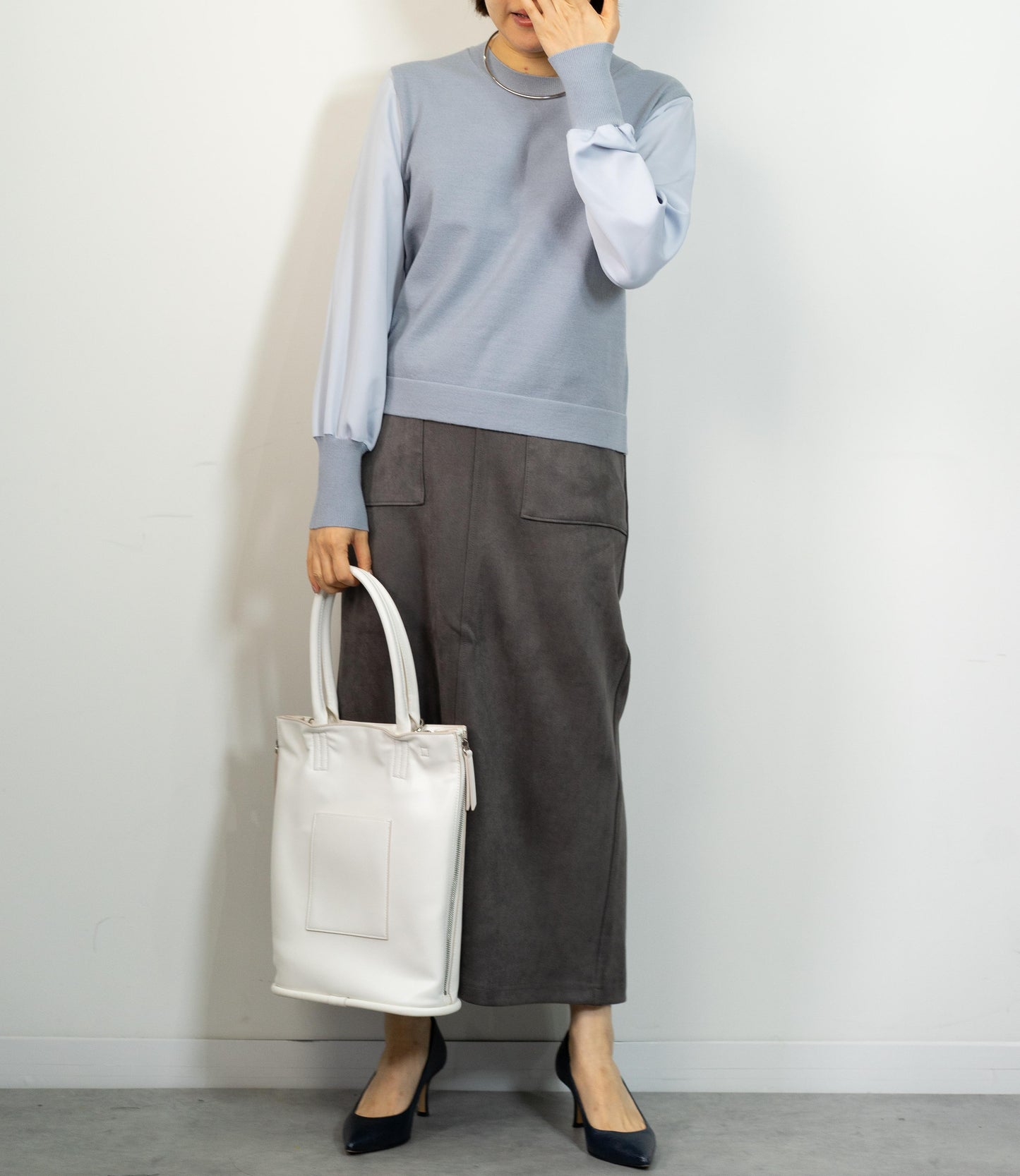 布帛切り替えコンパクトニット