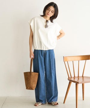 UNFILO DENIM LIGHT タックワイドパンツ