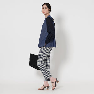 シャイニー ギンガムチェック パンツ