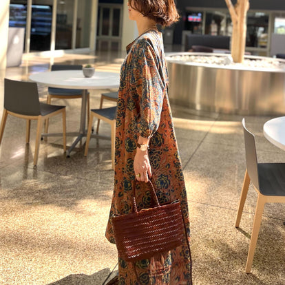 秋色ブロックプリントワンピース – &DROBE (アンドローブ)