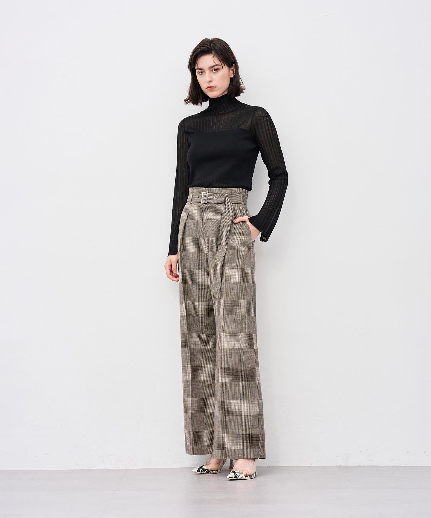 グレンチェック ワイドパンツ