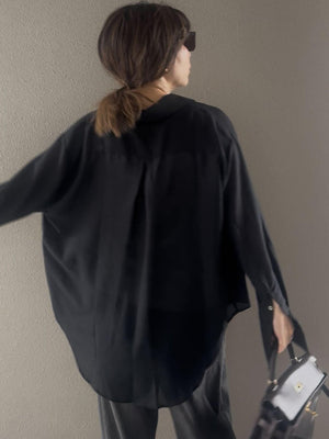 Sheer long cuffs shirt