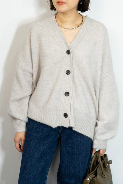 FOX混Vネックボクシーカーディガン