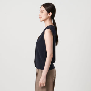 スカラップ セーラー ノースリーブ ニット ウォッシャブル