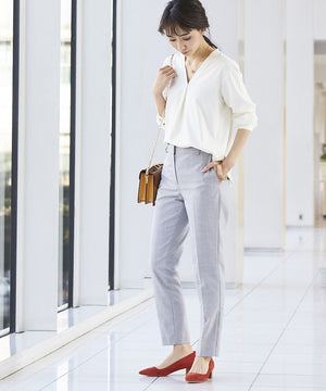 サマーウール混テーパードパンツ