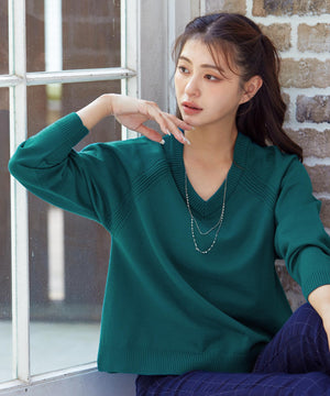 ラグランニットトップス