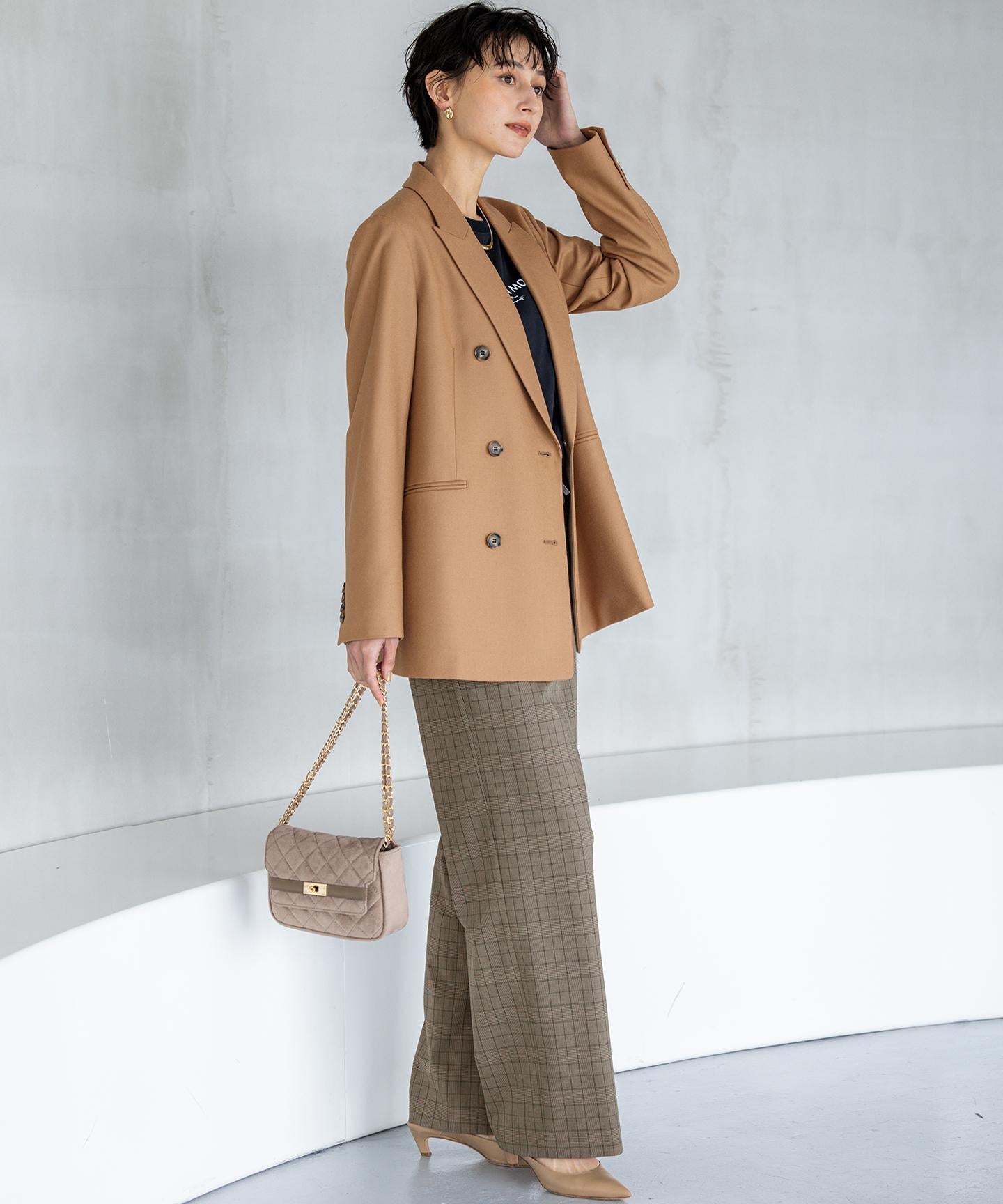 スエード キルティング ショルダーバッグ